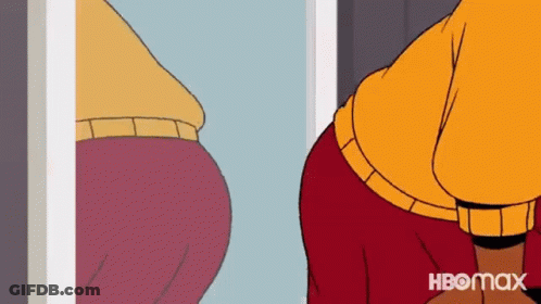 Cartoon Character Looking At Butt In Mirror GIF