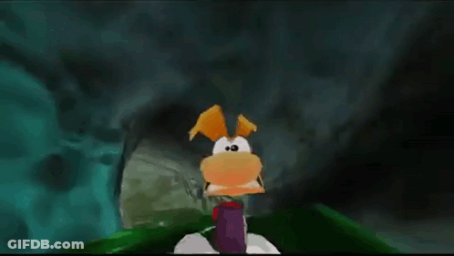Cartoon Character Looking At Camera In Video Game Cave GIF
