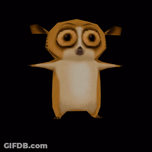 Cartoon Character Looking At Camera On Black Background GIF