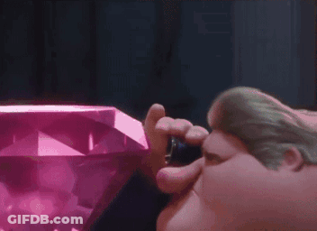Cartoon Character Looking At Pink Diamond Through Magnifying Glass GIF