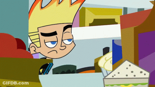 Cartoon Character Looking At Sandwich In Refrigerator GIF