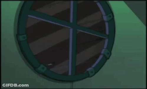 Cartoon Character Looking Out Window Saying Hi Baby GIF