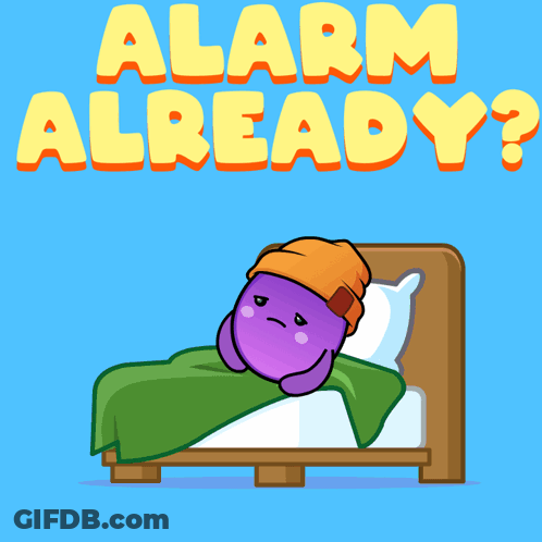 Cartoon Character Lying In Bed Alarm Already Written GIF