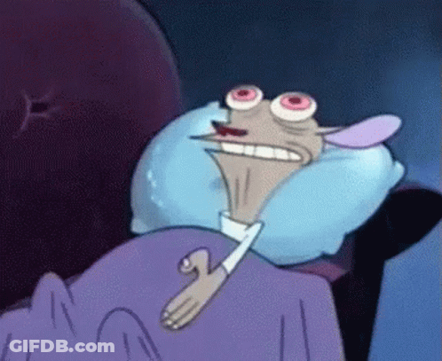 Cartoon Character Lying In Bed With Blue Pillow GIF