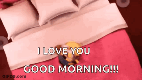 Cartoon Character Lying On Bed Saying I Love You Good Morning GIF