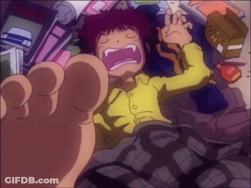 Cartoon Character Lying On Bed With Coca Cola Box GIF
