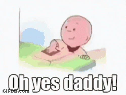 Cartoon Character Lying On Bed With Oh Yes Daddy GIF