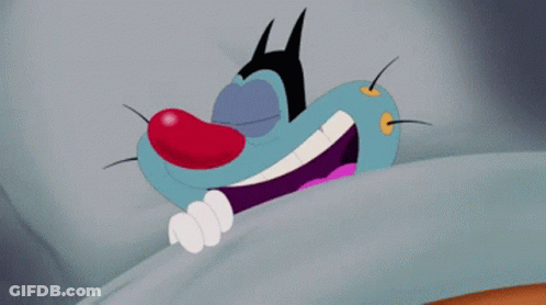 Cartoon Character Lying On Bed With Red Tongue GIF
