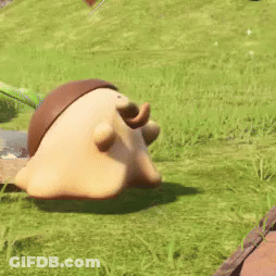 Cartoon Character Lying On Green Field GIF