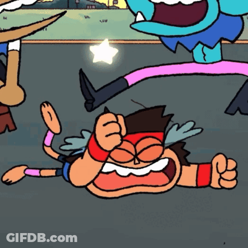 Cartoon Character Lying On Ground With Star GIF