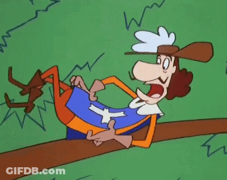Cartoon Character Lying On Tree Branch Laughing GIF