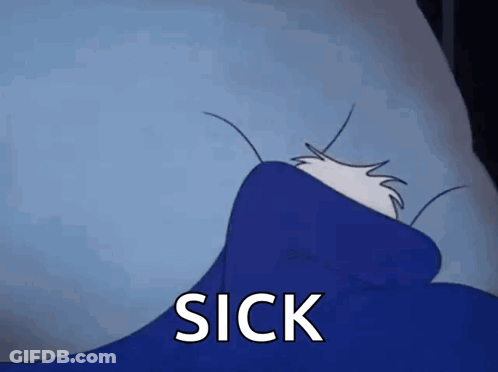 Cartoon Character Lying Under Blue Blanket Sick GIF