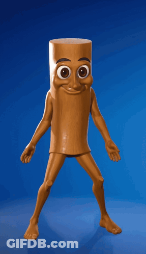 Cartoon Character Made Of Wooden Stick Dancing GIF