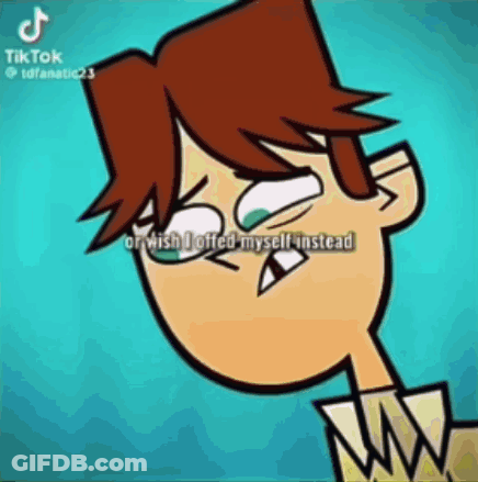 Cartoon Character Making Funny Face Saying Or Wish I Offered Myself Instead GIF