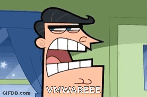 Cartoon Character Making Funny Face Saying VMwareee GIF