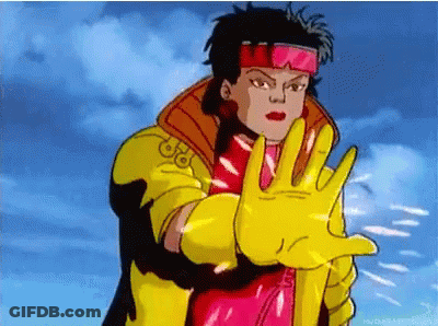 Cartoon Character Making Stop Sign Yellow Jacket Gloves GIF
