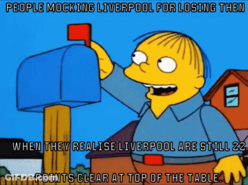 Cartoon Character Mocking Liverpool Loss GIF