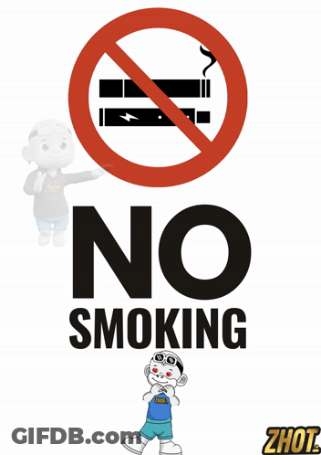 Cartoon Character Next To No Smoking Sign GIF