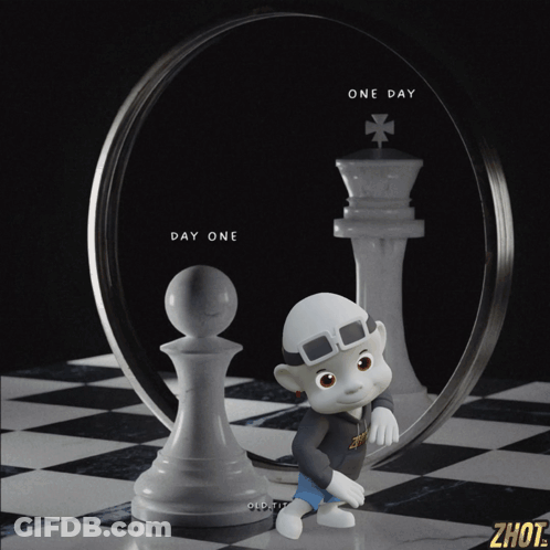 Cartoon Character Next To One Day Chess Piece GIF