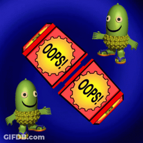 Cartoon Character Next To Oops Boxes GIF