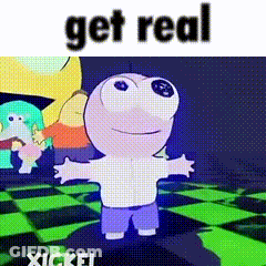 Cartoon Character On Checkered Floor With Get Real GIF