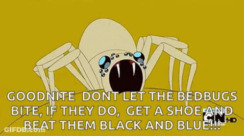 Cartoon Character On Couch Goodnite Do N't Let The Bedbugs Bite GIF