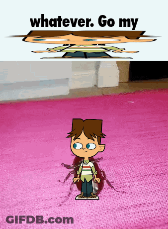 Cartoon Character On Pink Rug Saying Whatever Go My GIF