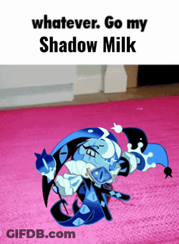 Cartoon Character On Pink Rug Says Whatever Go My Shadow Milk GIF