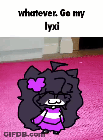 Cartoon Character On Pink Rug Whatever Go My Lyxi GIF