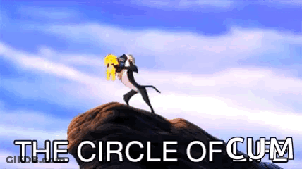 Cartoon Character On Rock Saying The Circle Of Cum GIF
