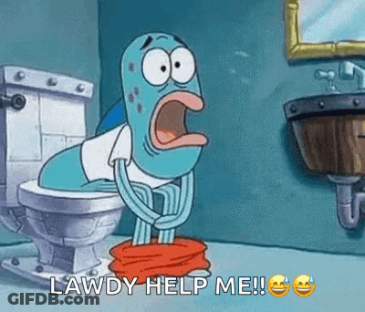 Cartoon Character On Toilet Asking For Help GIF