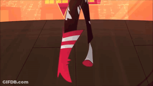 Cartoon Character On Wooden Floor In Front Of Building GIF