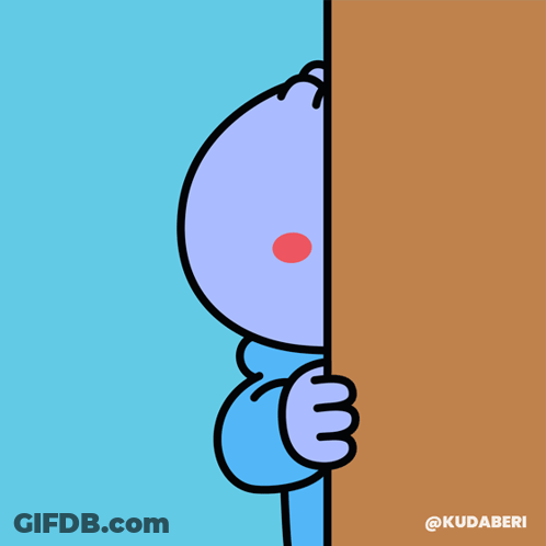 Cartoon Character Peeking Behind Wall Kudaberi GIF