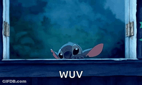 Cartoon Character Peeking From Window Saying Wuv GIF