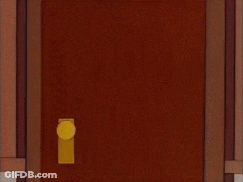 Cartoon Character Peeking Out Of Brown Door GIF
