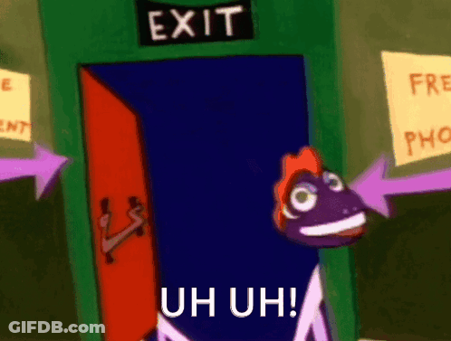 Cartoon Character Peeking Out Of Exit GIF