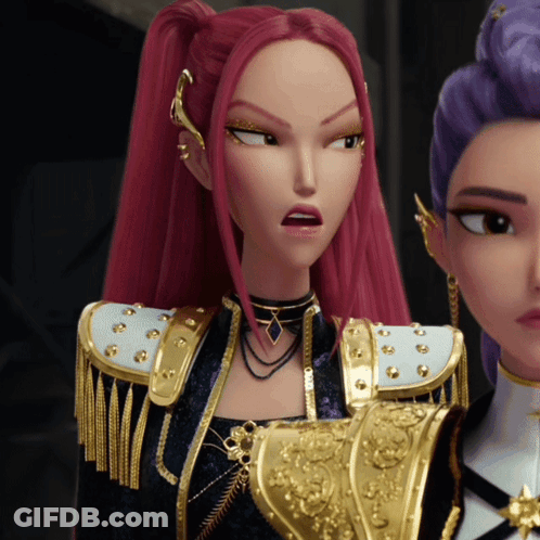 Cartoon Character Pink Hair Gold Armor GIF