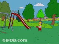 Cartoon Character Playing Frisbee By Slide GIF