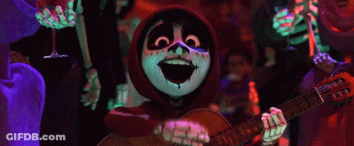 Cartoon Character Playing Guitar In Crowd GIF