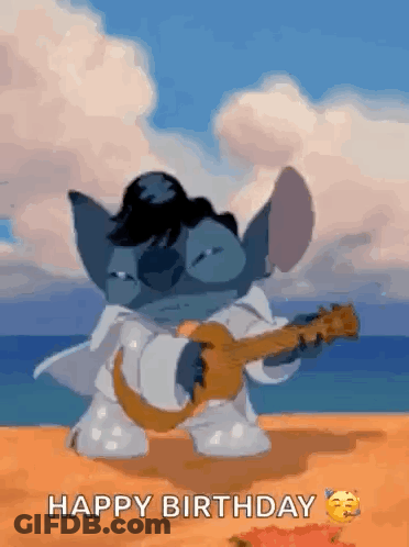 Cartoon Character Playing Guitar On Beach GIF