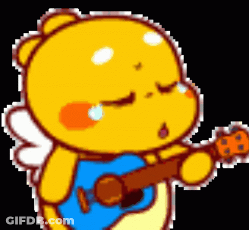 Cartoon Character Playing Guitar With Eyes Closed GIF