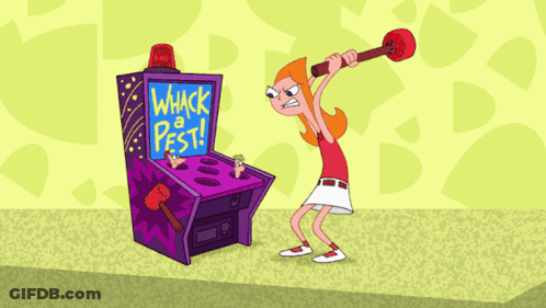 Cartoon Character Playing Whack-A-Pest GIF