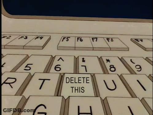 Cartoon Character Pointing At Delete Button GIF