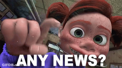 Cartoon Character Pointing Saying Any News GIF