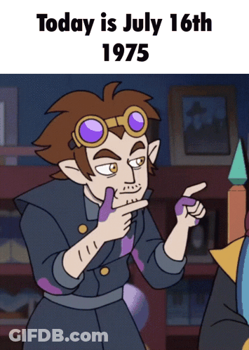 Cartoon Character Pointing To July 16 1975 GIF