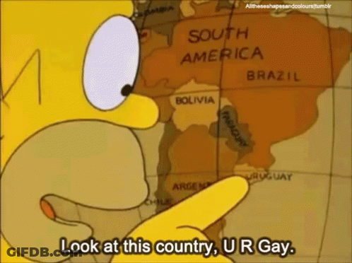 Cartoon Character Pointing To South America Map GIF