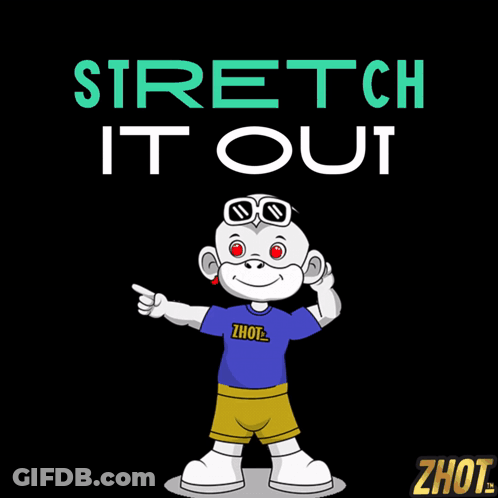 Cartoon Character Pointing To Stretch It Out GIF