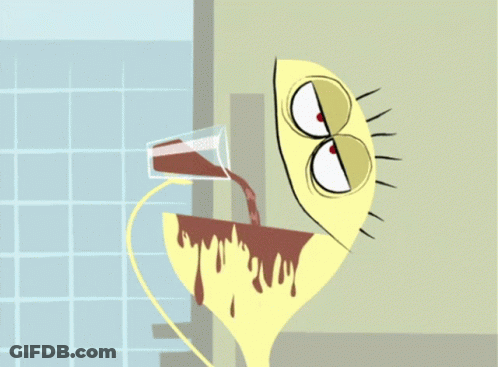 Cartoon Character Pouring Glass Of Liquid GIF
