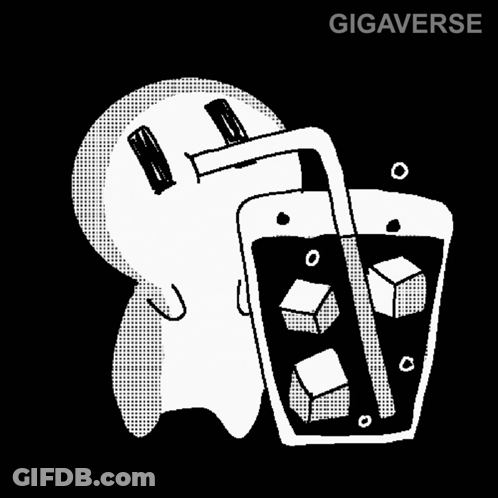 Cartoon Character Pouring Ice Cubes Into Cup GIF