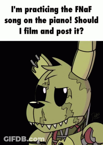 Cartoon Character Practicing FNAF Song On Piano GIF